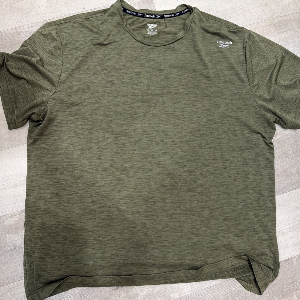 Reebok Mens Shirt Size XL Green Regular Fit Crew Neck Short Sleeve Stretch